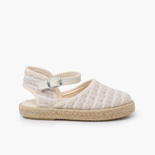 Alpargatas cuadritos bordados plumeti  Beige