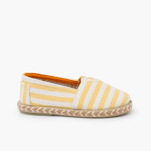 Alpargatas rayas tipo camping con elástico Amarillo