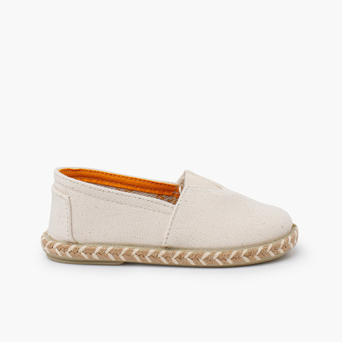 Alpargatas elástico central yute bicolor Crudo