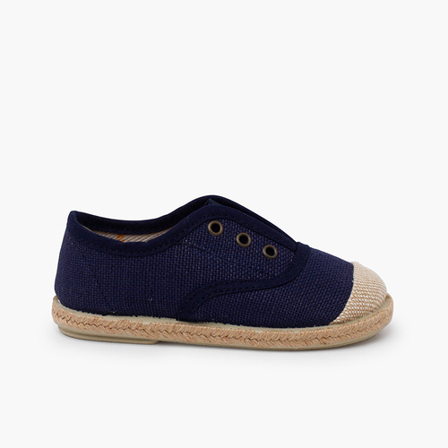 Zapatillas lino sin cordones puntera yute Azul Marino