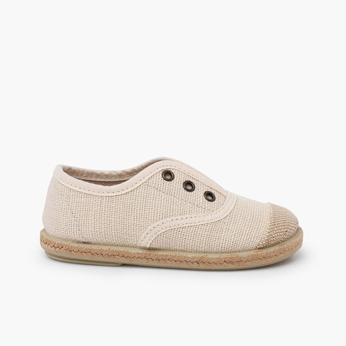 Zapatillas lino sin cordones puntera yute Crudo