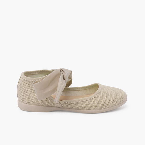 Mercedita escotada con lazada tobillo Beige
