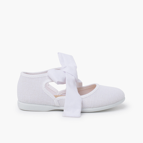 Mercedita escotada con lazada tobillo Blanco