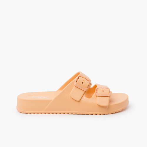 Sandalias Goma EVA Ligeras doble hebilla Apricot