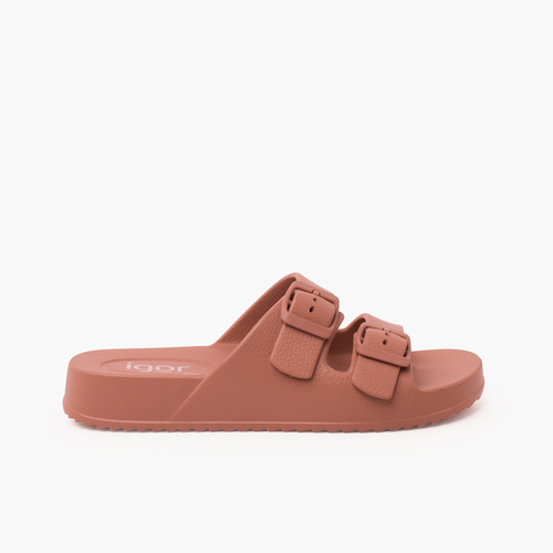 Sandalias Goma EVA Ligeras doble hebilla Terracota