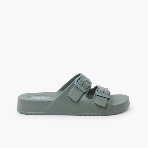 Sandalias Goma EVA Ligeras doble hebilla Verde