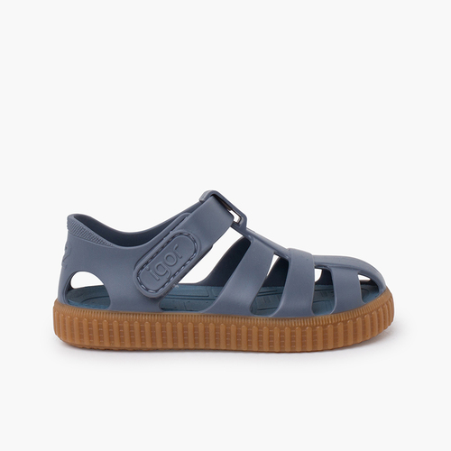 Cangrejeras tipo zapatillas suela caramelo Azul