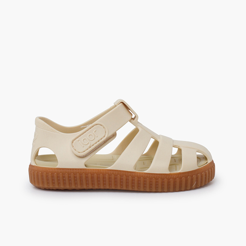 Cangrejeras tipo zapatillas suela caramelo Marfil