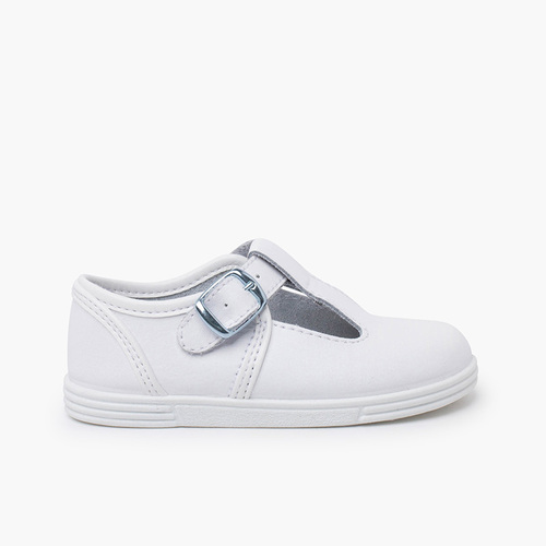 Pepitos piel lavable hebilla Blanco