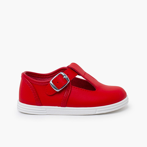 Pepitos piel lavable hebilla Rojo