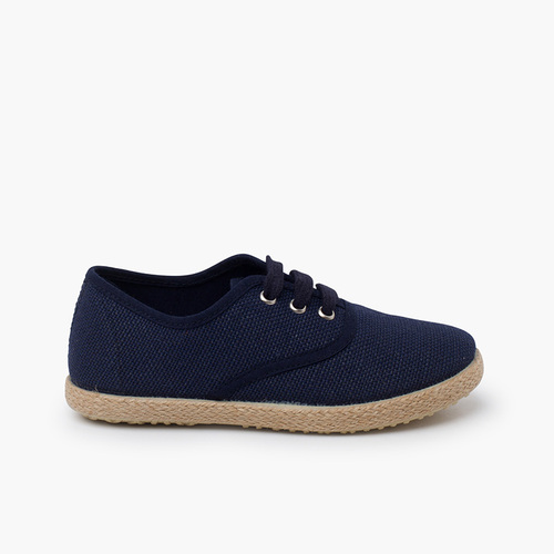 Zapatillas lino cordones suela alpargata Azul Marino