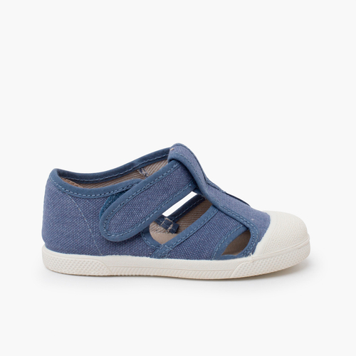 Sandalias niño lona eco puntera goma Azul Jeans