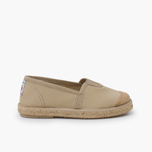 Alpargatas elástico central puntera yute Beige