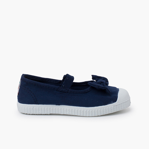 Bailarina elástico y lazo suela zapatillas Azul Marino