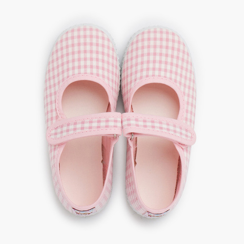 Merceditas zapatilla vichy tira adherente Rosa