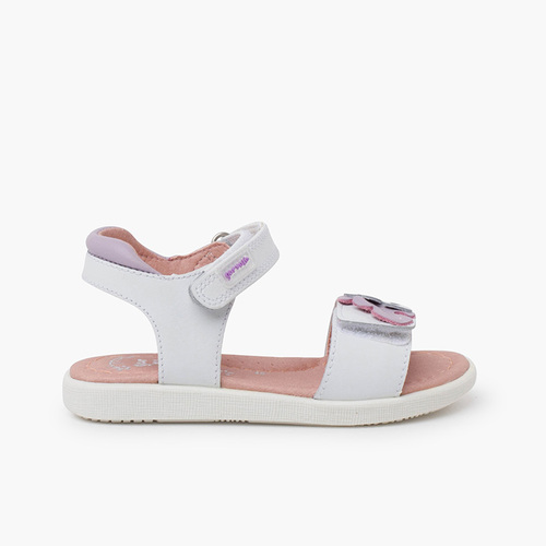 Sandalias niña hojas cierre adherente Blanco