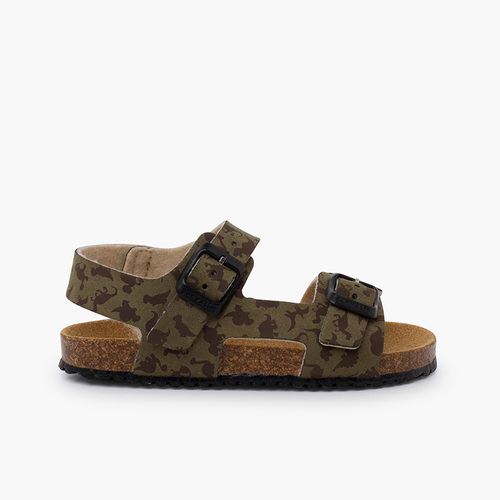 Sandalias bio unisex hebillas dinosaurios Kaki