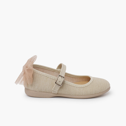 Merceditas ceremonia lazo trasero tul Beige