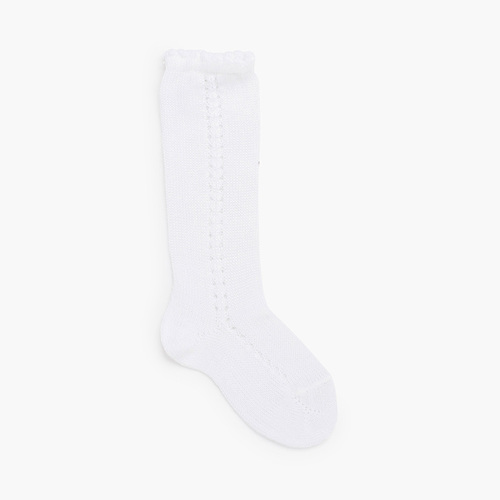 Calcetines altos perlé calado lateral Blanco