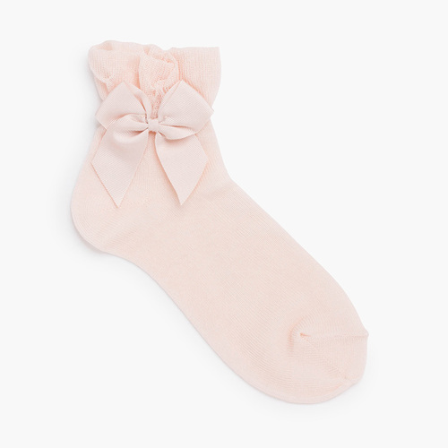 Calcetines ceremonia puño de tul y lazo Nude