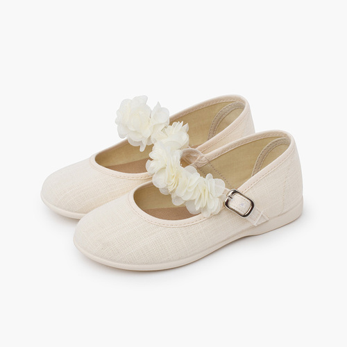 Merceditas ceremonia tira de flores Beige