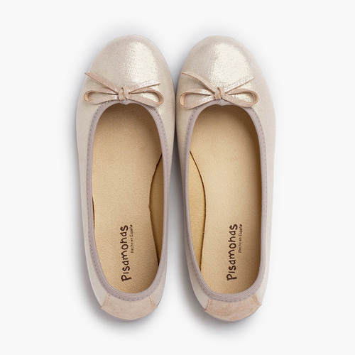 Bailarinas brillantes con lacito Champagne