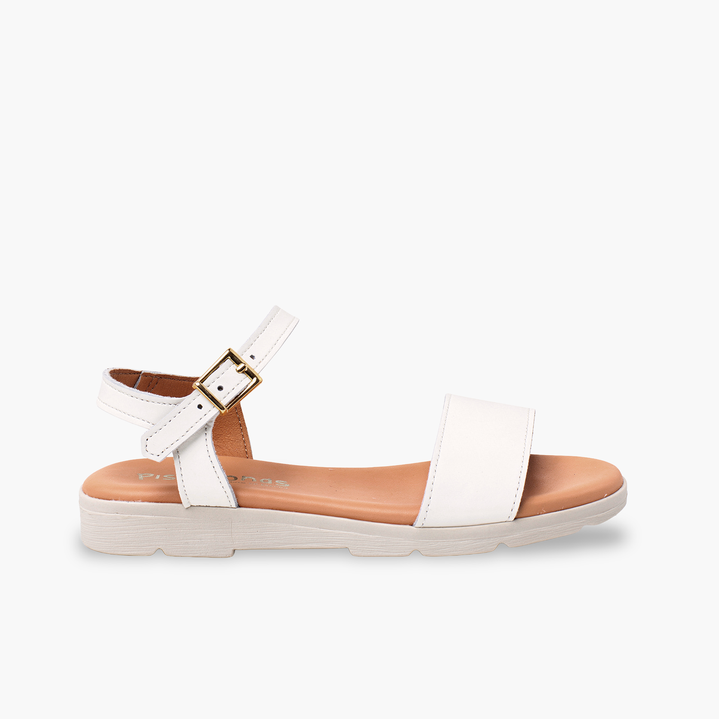 Sandalias niña y mujer en piel con plantilla de gel Blanco