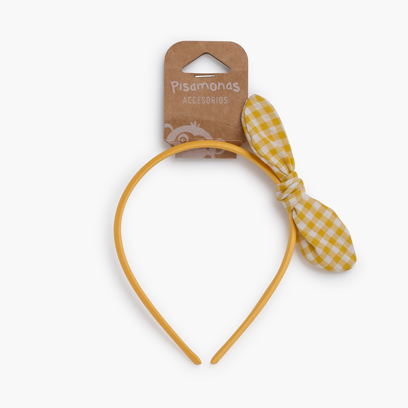 Diadema lazo orejitas vichy Mostaza
