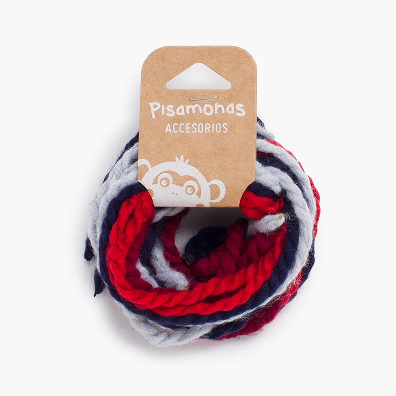 Cordones finos lana para el pelo Marino y Rojo