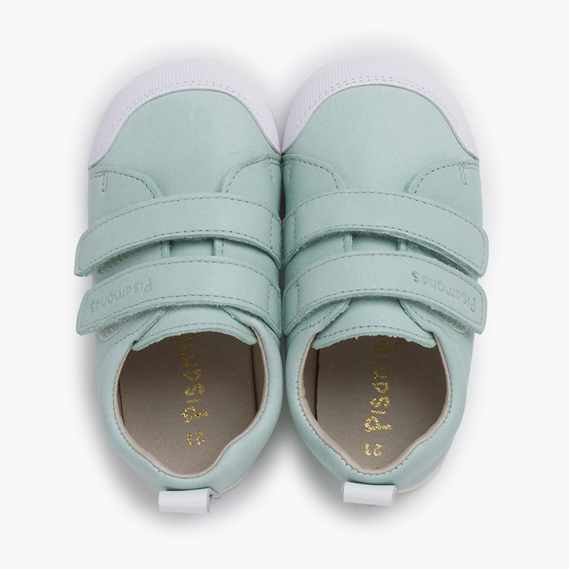 Zapatillas blanditas piel doble cierre adherente Verde Menta