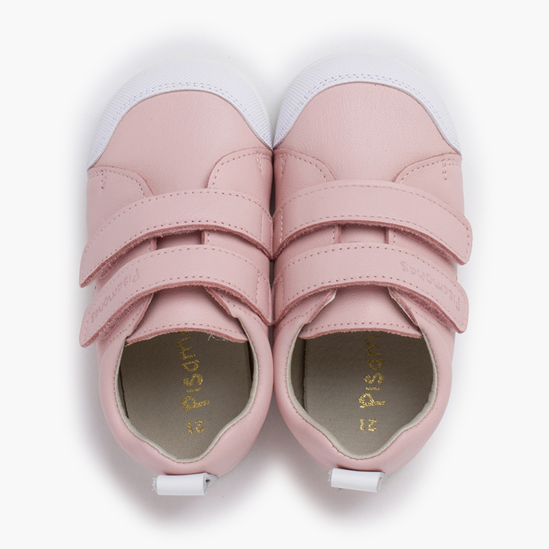 Zapatillas blanditas piel doble cierre adherente Rosa