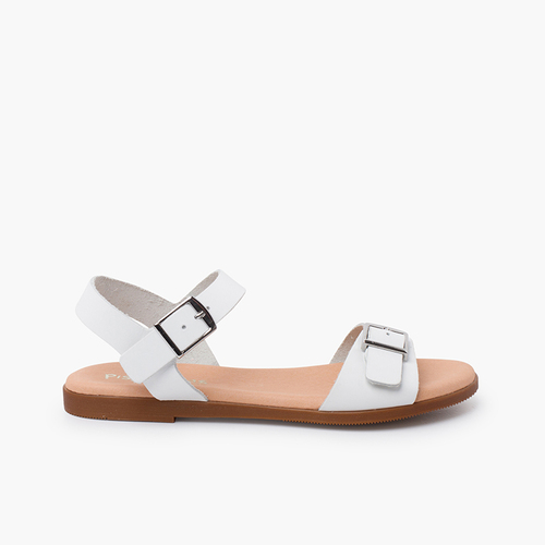 Sandalias niña y mujer. Pala con hebilla ancha Blanco