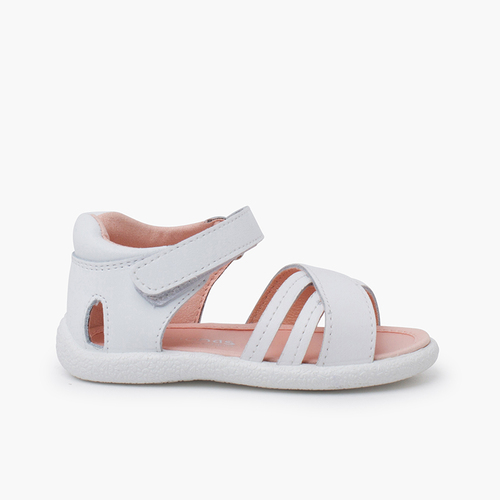 Sandalias bebé niña tiras cruzadas Blanco