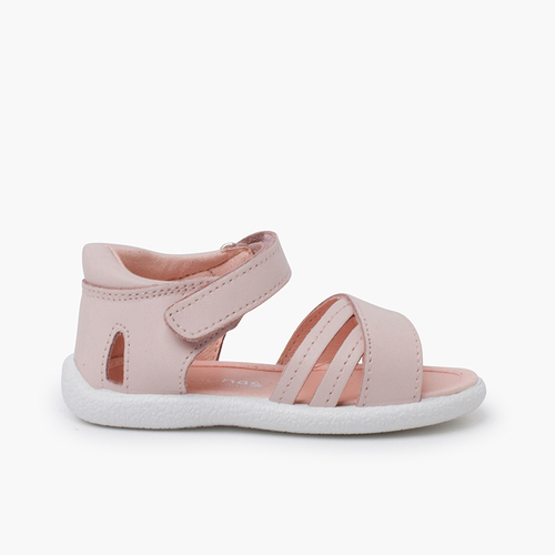 Sandalias bebé niña tiras cruzadas Rosa