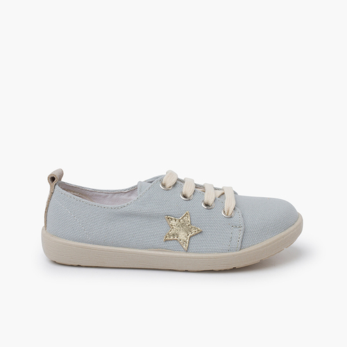 Zapatillas lona estrella Azul y oro piel