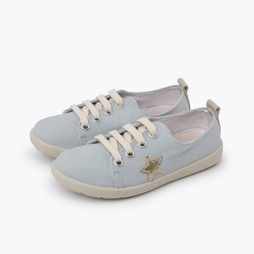 Zapatillas lona estrella Azul y oro piel