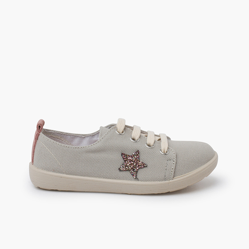 Zapatillas lona estrella Gris y rosa glitter