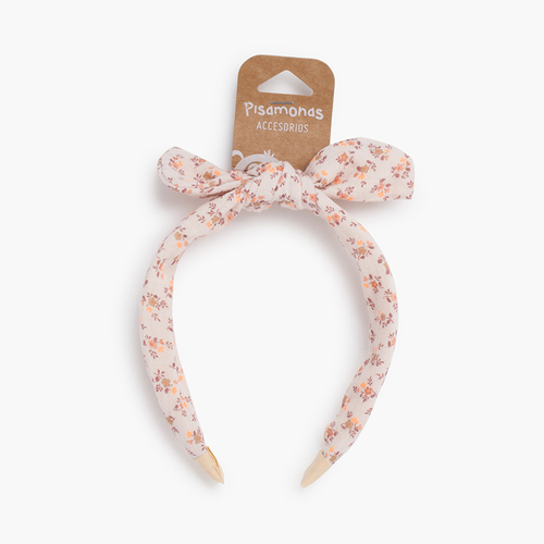 Diadema lazo florecitas Liberty Melocotón