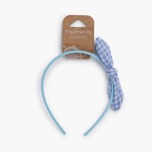 Diadema lazo orejitas vichy Azul