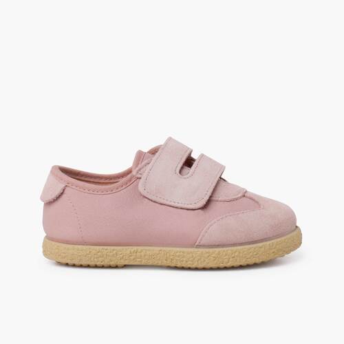 Zapatillas serraje y piel gante Rosa