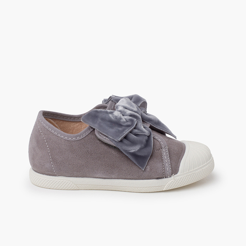 Zapatillas lazo terciopelo Gris
