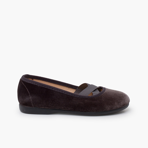 Bailarinas terciopelo tipo ballet Gris