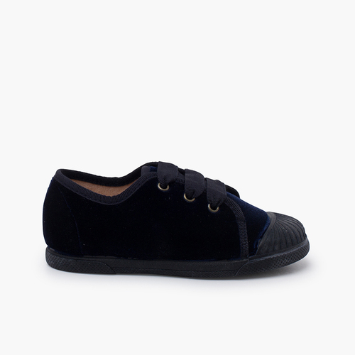 Zapatilla terciopelo cordón faya Azul Marino