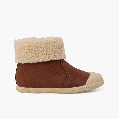 Botas cuero vegano cremallera Marrón