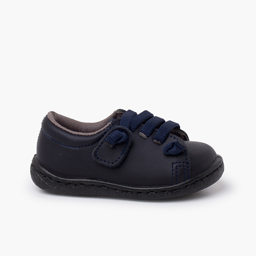 Deportivas piel lavable cordones elásticos  Azul Marino