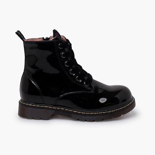 Botas cordones terciopelo tipo charol Garvalín Negro