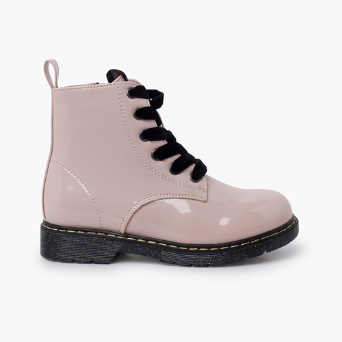 Botas cordones terciopelo tipo charol Garvalín Rosa