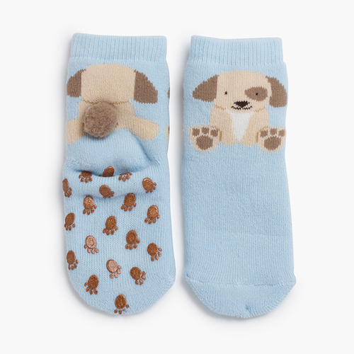 Calcetines antideslizantes perrito pompón Azul bebé