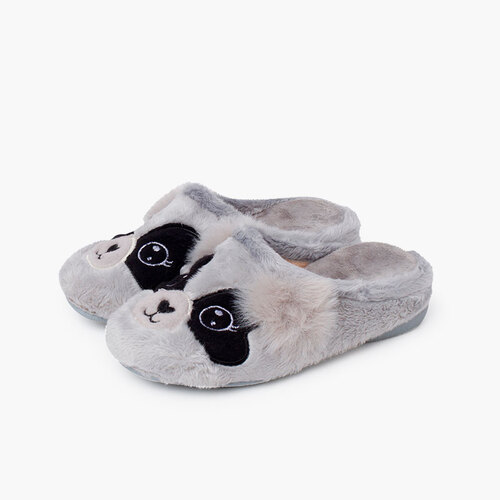Zapatillas casa tipo zueco panda Gris