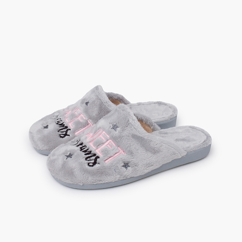 Zapatillas zueco casa mensaje Gris